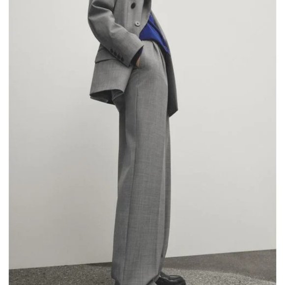 Massimo Dutti Fil-À-Fil Grey Darted Suit Trousers - Picture 2 of 15